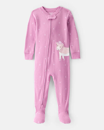 Baby Girl Cowgirl Print 100% Cotton Long-Sleeve 2-Way Zip 1-Piece Pyjamas - Pink, 