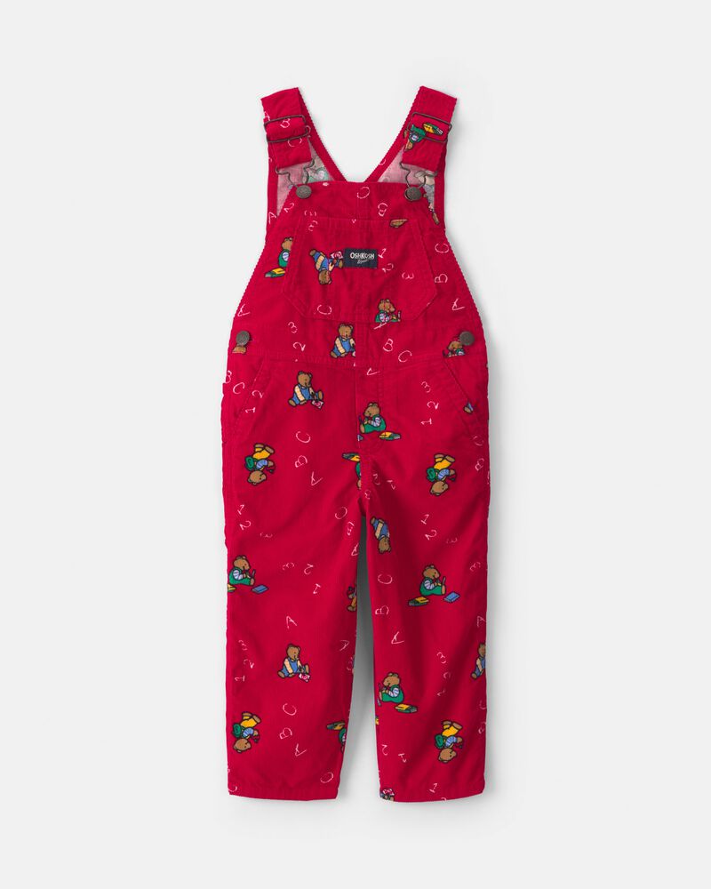 Toddler Bear Corduroy Overalls - Red, image 1 of 4 slides