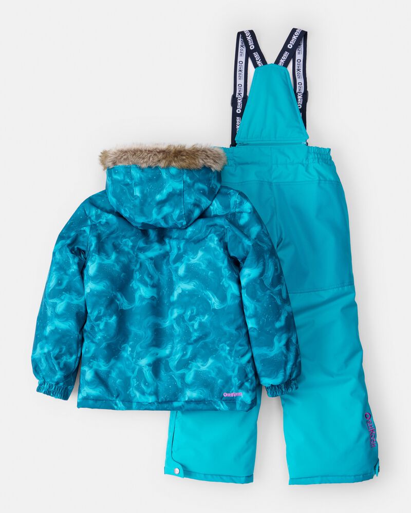 Girls 2-Piece Taslan Ocean Print Snowsuit Set - Ocean Print, image 2 of 7 slides