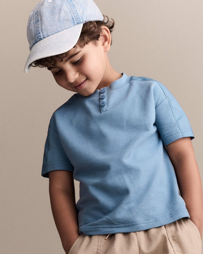 Tout-petit gar&ccedil;on - T-shirt henley - Sarcelle, image 4 sur 6 diapositives