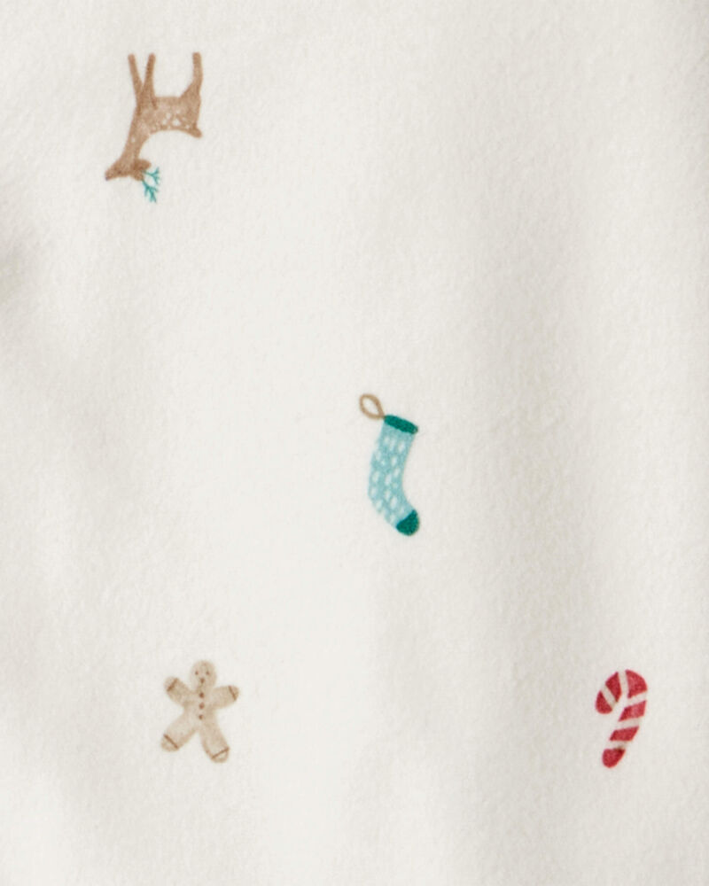 Toddler Christmas Print Fleece Long-Sleeve Loose Fit 2-Piece pyjamas - White, image 2 of 3 slides