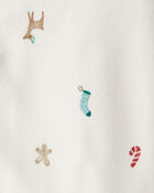 Toddler Christmas Print Fleece Long-Sleeve Loose Fit 2-Piece pyjamas - White, image 2 of 3 slides