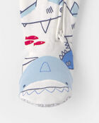 Baby Boy Shark Animal 100% Cotton Snug Fit 1-Piece pyjama - White, image 3 of 5 slides