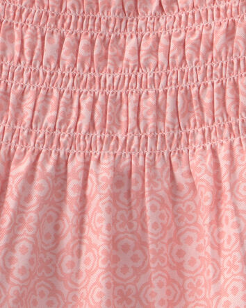 Girls Geometric Smocked Tank Top - Pink, 