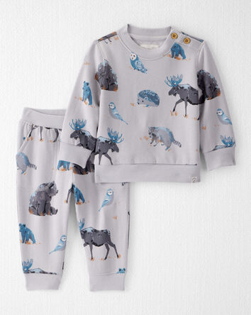 Baby Boy Midnight Forest Print Fleece Set Made with Organic Cotton, 