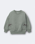 Toddler Girl Otter Sweatshirt&trade; with Bow Pockets - Olive, image 2 of 5 slides