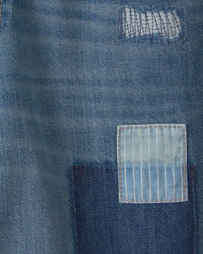 Gar&ccedil;ons - Short en denim &agrave; motif patchwork - D&eacute;lav&eacute; fonc&eacute;, image 3 sur 3 diapositives