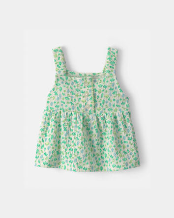Baby Girl Floral Tank Top - Green, 