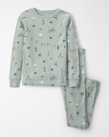 Jeune - Pyjama 2 pi&egrave;ces en coton biologique au motif des 12 jours de No&euml;l, 