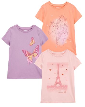 Kid 3-Pack Butterfly & Horses Graphic Tees, 