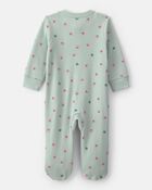 Baby Girl Butterfly Cotton 2-Way Zip Thermal Sleeper - Green, image 2 of 5 slides