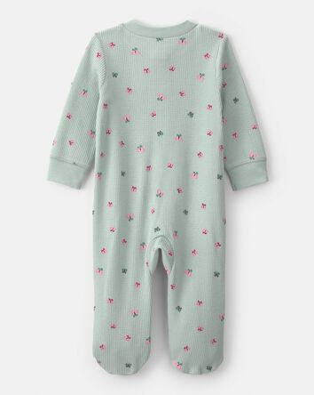 Baby Girl Butterfly Cotton 2-Way Zip Thermal Sleeper - Green, 