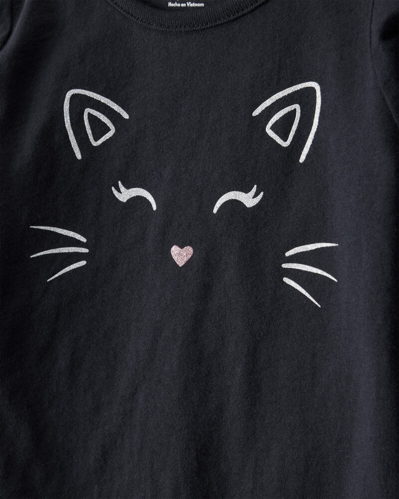 Tout-petit Ensemble 2 pièces pour Halloween t-shirt à chat et jupe-short en tulle, image 2 sur 6 diapositives
