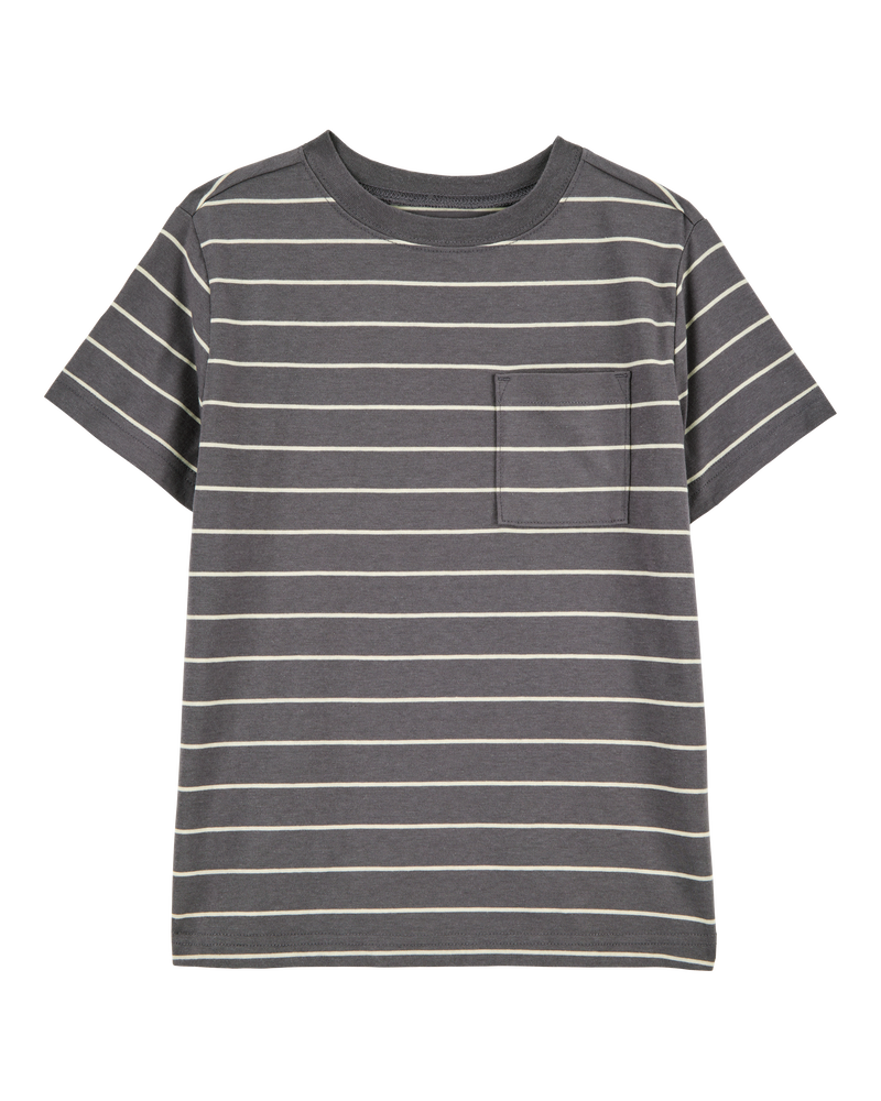 Kid Striped Short-Sleeve Pocket Tee - Grey, image 1 of 3 slides