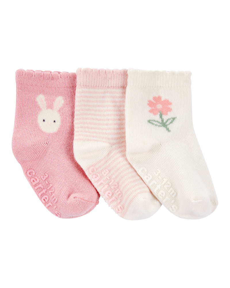 Baby 3-Pack Bunny Ankle Socks, image 1 of 2 slides