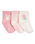 Baby 3-Pack Bunny Ankle Socks, image 1 of 2 slides