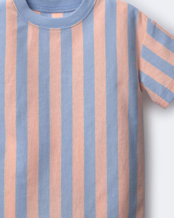 Toddler Boy Relaxed Tee in Stripes - Blue/Pink, 