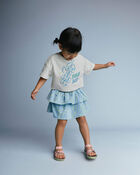 Toddler Girl Smocked Tiered Skirt in Otter Avenue Print - Blue/Lime Green, image 1 of 5 slides