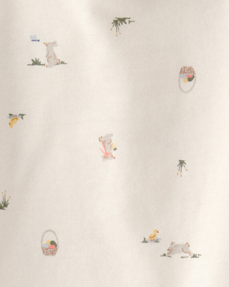 Baby Boy 2-Piece Easter Bunny Shortall Set - Blue/Cream, image 5 of 7 slides