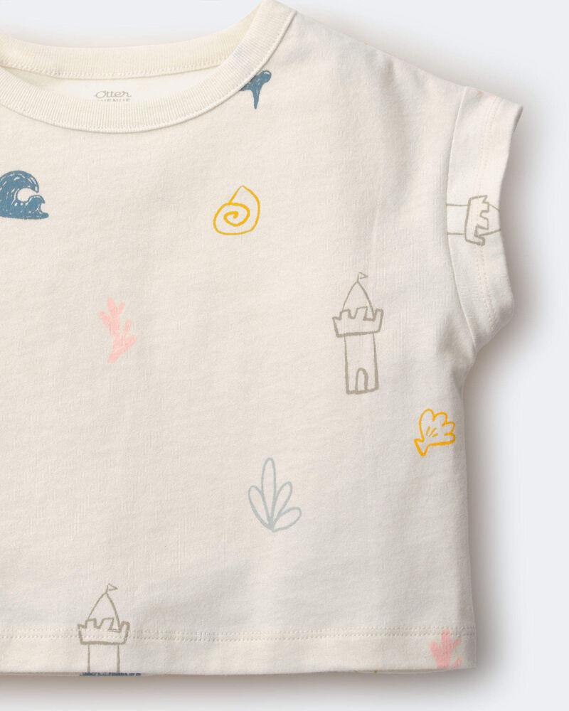 Tout-petit fille - T-shirt ample &agrave; imprim&eacute; ch&acirc;teau de sable &ndash; Cr&egrave;me, image 6 sur 6 diapositives