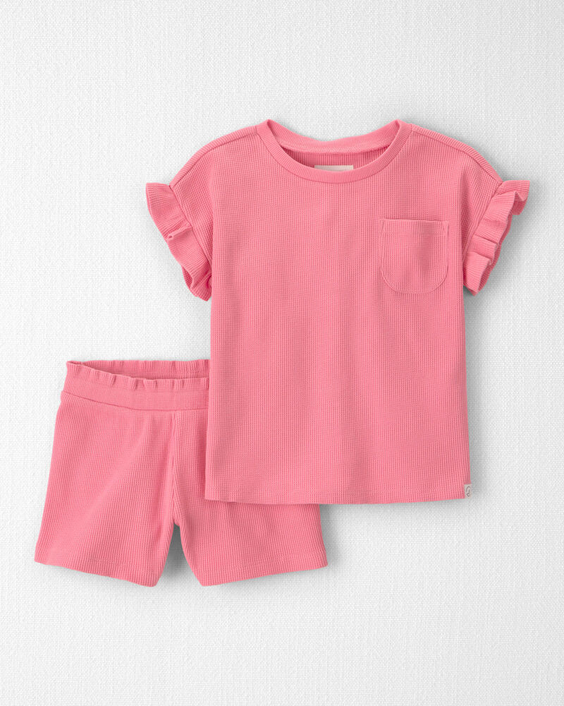 Tout-petit fille - Ensemble 2 pi&egrave;ces haut et short en coton biologique, image 1 sur 4 diapositives