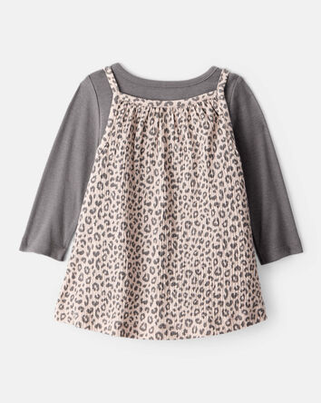 Bébé fille - Ensemble 2 pièces robe à manches longues imprimé léopard, 