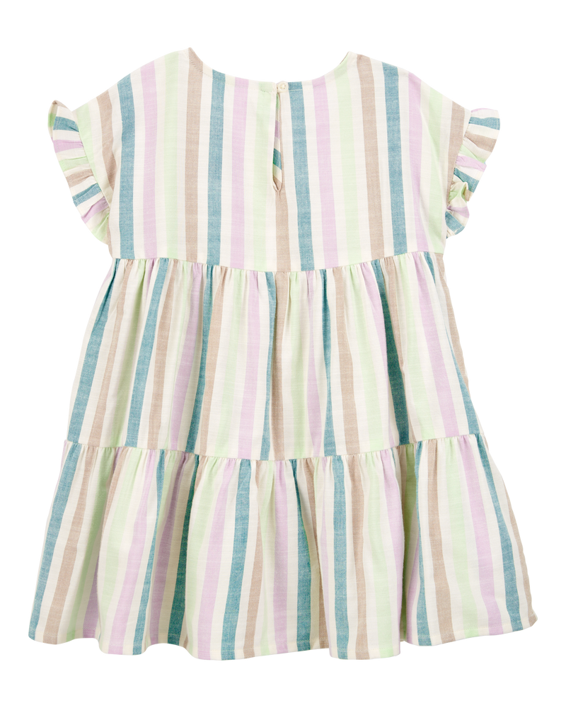 Tout-petit Robe volantée en lin à rayures, image 2 sur 4 diapositives