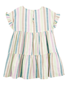 Tout-petit Robe volantée en lin à rayures, image 2 sur 4 diapositives