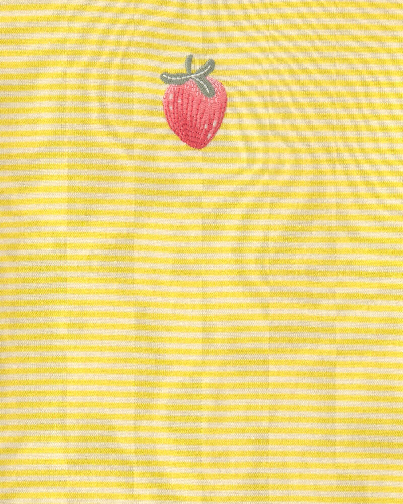 Girls Strawberry 100% Cotton Snug Fit 2-Piece Pyjama Set - Yellow, image 4 of 5 slides
