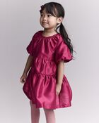 Toddler Girl Puff Sleeve Short-Sleeve Dress - Pink, image 4 of 6 slides