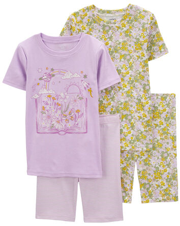 Pyjama 4 Pièces À Motifs De Fleurs, 