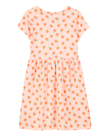 Kid Orange Print Short-Sleeve Dress, 