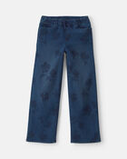 Girls Floral Denim Relaxed Jeans - Medium Wash, image 1 of 5 slides