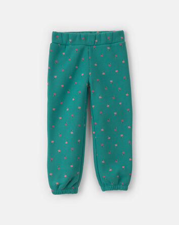Toddler Girl 2-Piece Heart & Floral Fleece Long-Sleeve Top & Pant Set &ndash; Green, 