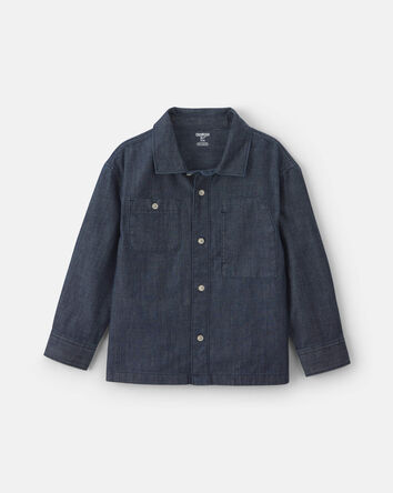 Boys Denim Button-Down Shirt - Dark Wash, 