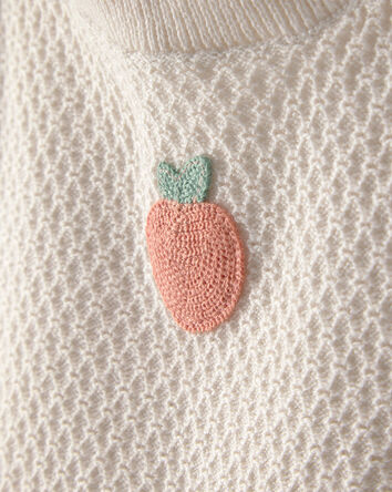 Baby Girl 2-Piece Peach Crochet Top & Short Set - Cream, 