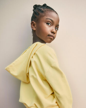 Filles - Chandail &agrave; capuchon en jersey bouclette&nbsp;&ndash; Jaune, 