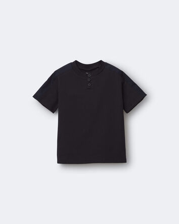 Tout-petit gar&ccedil;on - T-shirt henley - Noir, 