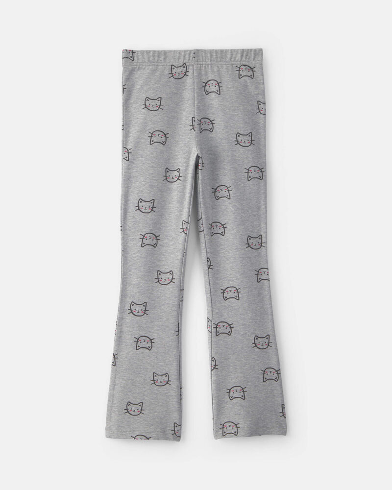 Girls Cat Cotton Pull-On Stretch Leggings - Grey, image 2 of 4 slides