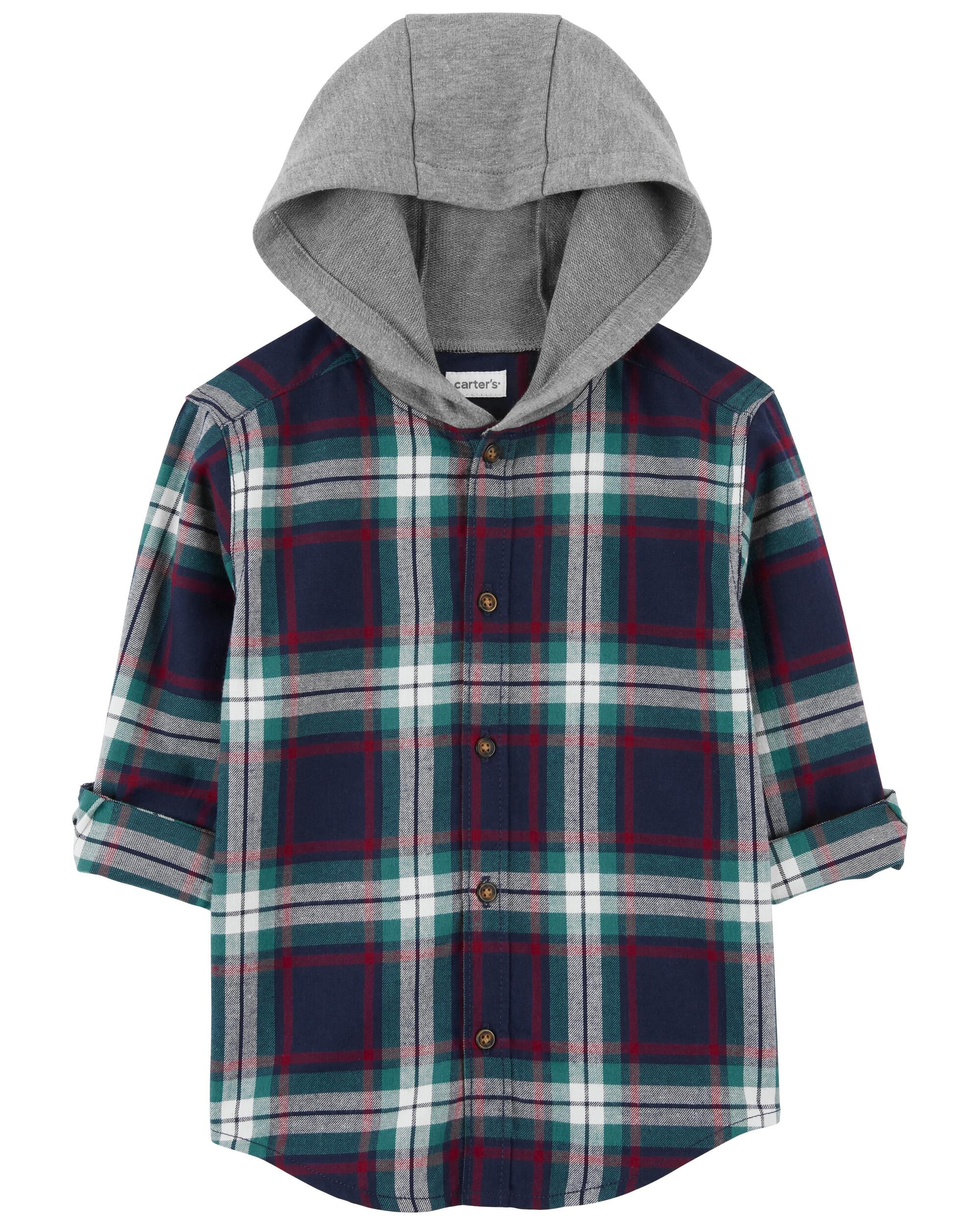 Flannel sales hooded shirt