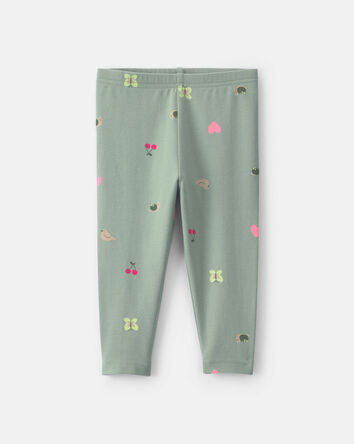 Baby Girl Butterfly Pull-On Stretch Leggings - Green, 