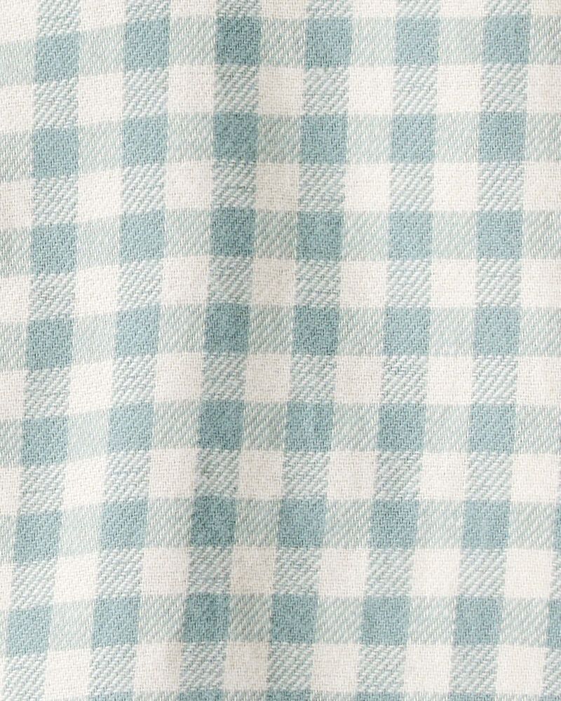 Baby Boy Checkered Print Bodysuit Overall Set - Blue, image 5 of 6 slides