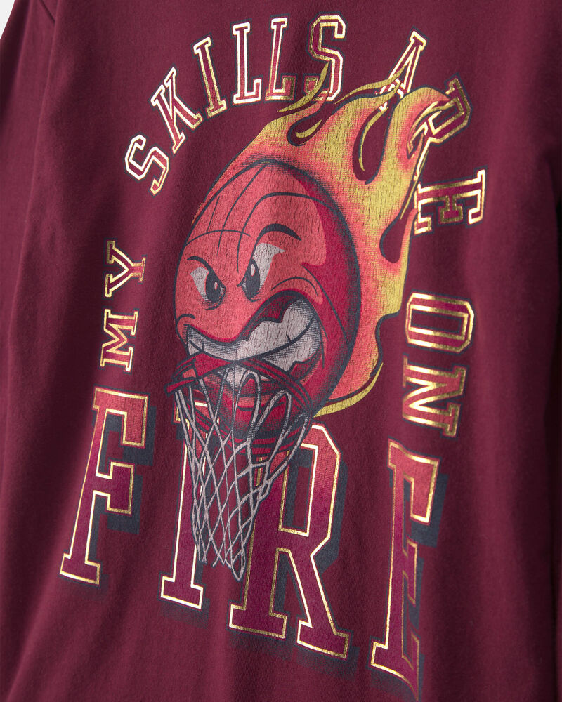 Boys 'Fire Basketball' Graphic Tee- Maroon, image 2 of 4 slides