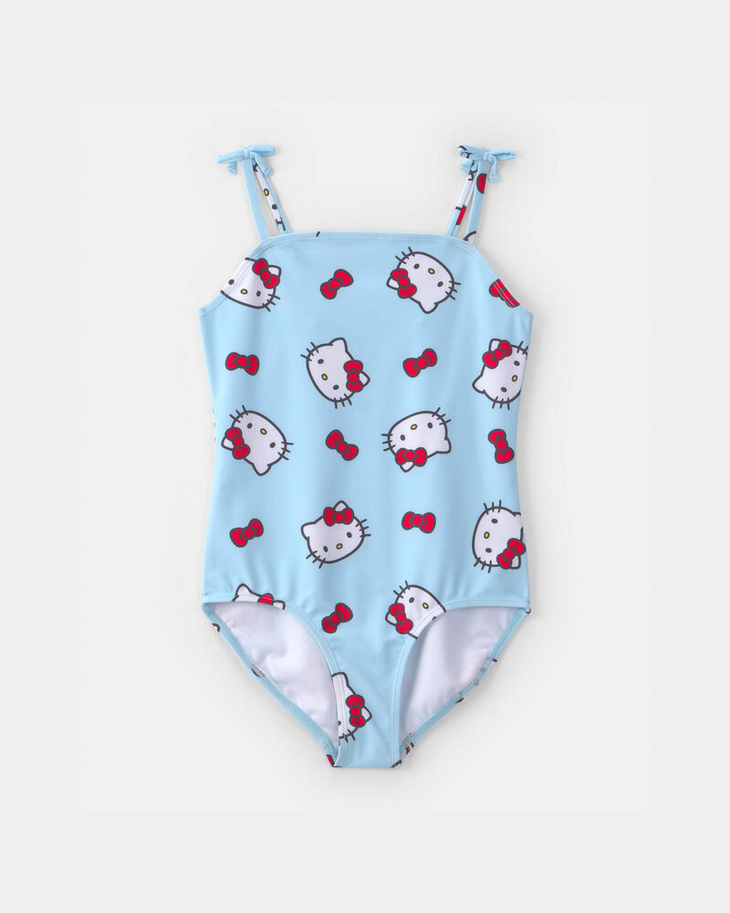 Girls 1-Piece Hello Kitty&reg; Swimsuit - Blue, image 1 of 3 slides