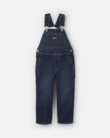 Toddler Elastic Strap Denim Overalls - Dark Wash, 