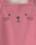 Baby Girl 2-Piece Cat Corduroy Overall Set - Pink, image 5 of 6 slides