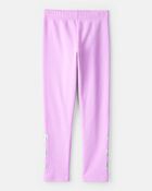 Girls Metallic Heart Pull-On Stretch Cozy Leggings - Purple, image 1 of 6 slides