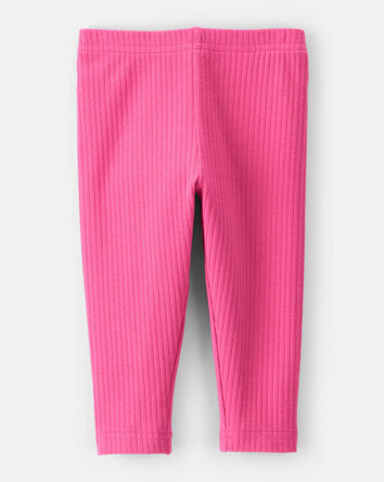 Bébé fille - Legging en coton extensible uni - Rose , 