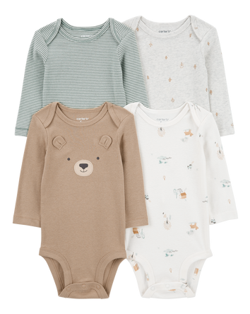 Baby 4-Pack Bear Long-Sleeve Bodysuits, 
