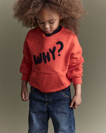 Toddler Why? Graphic Pullover Sweatshirt - Orange, 